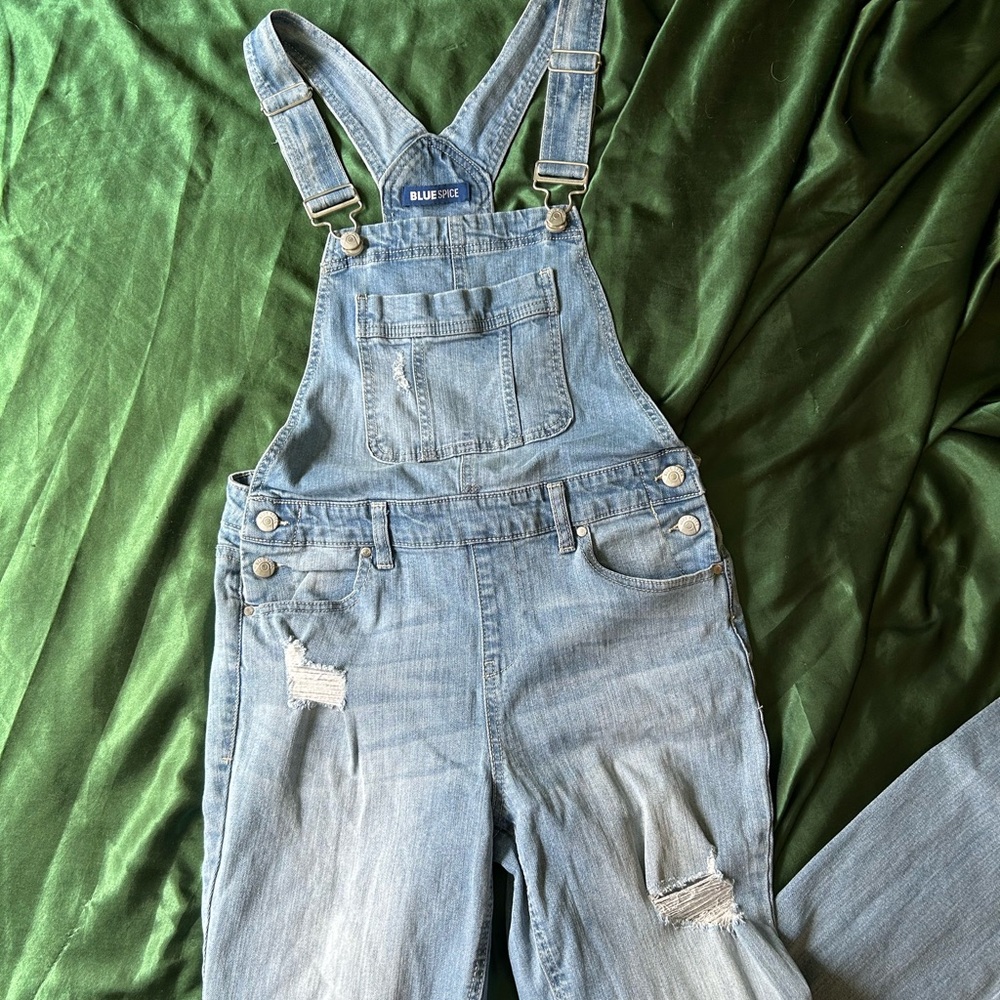Blue Spice medium blue overalls